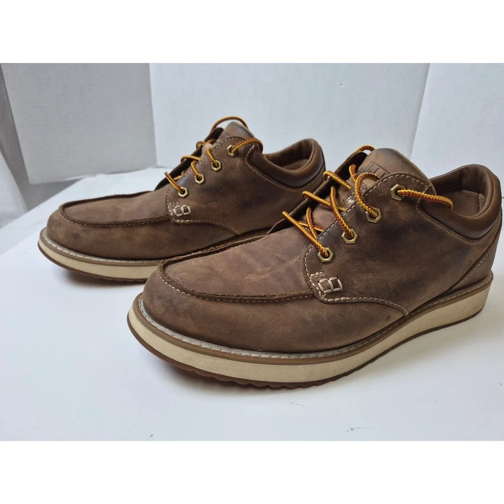 LL Bean Stonington Shoes Mens 11 Medium Brown Leather Moc Toe Oxford 507140